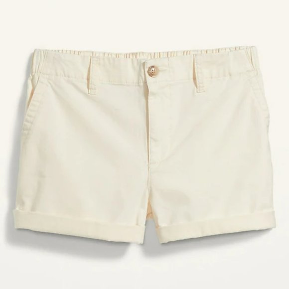 High-Waisted Chino Shorts Off White - Picture 3 of 8
